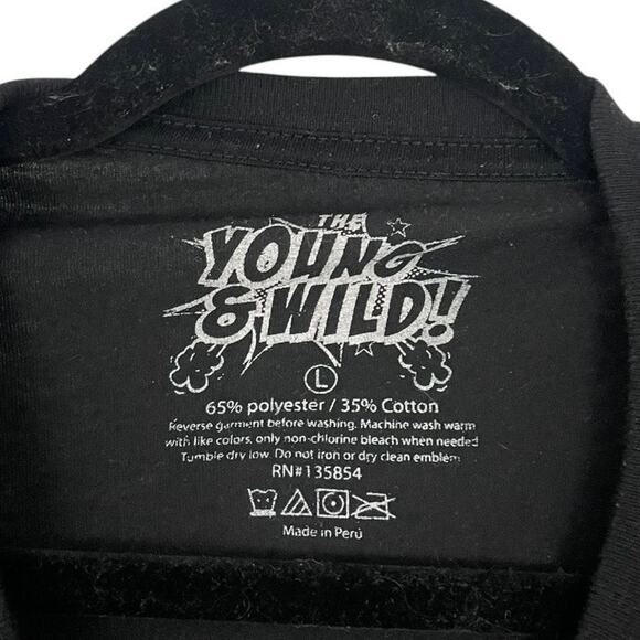 💙3 for $15 The Young & Wild! Mens Black Savage Rose Graphic Short Sleeve Tee - Picture 6 of 6